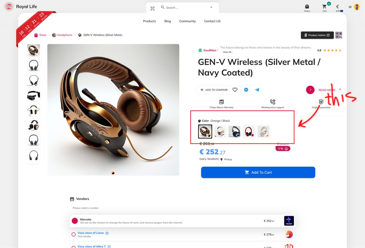 SelldoneInc's tweet photo. Revamp your online store without extra plugins or effort! ๐ With #Selldone, add unique images for each variant and watch the magic happen. We auto-create intuitive and beautiful variant selectors on your product page. Upgrade your customers' shopping UX today! #EcommerceTip https://t.co/FowvakQ6AF