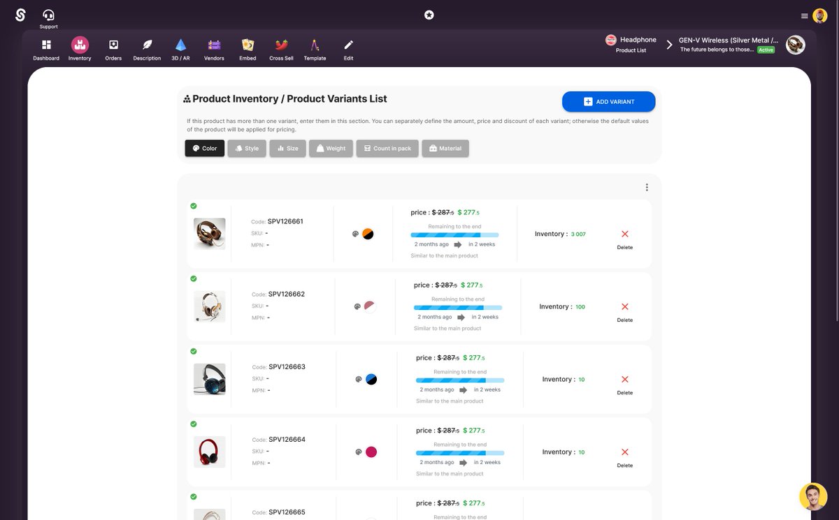 SelldoneInc's tweet photo. Revamp your online store without extra plugins or effort! ๐ With #Selldone, add unique images for each variant and watch the magic happen. We auto-create intuitive and beautiful variant selectors on your product page. Upgrade your customers' shopping UX today! #EcommerceTip https://t.co/FowvakQ6AF