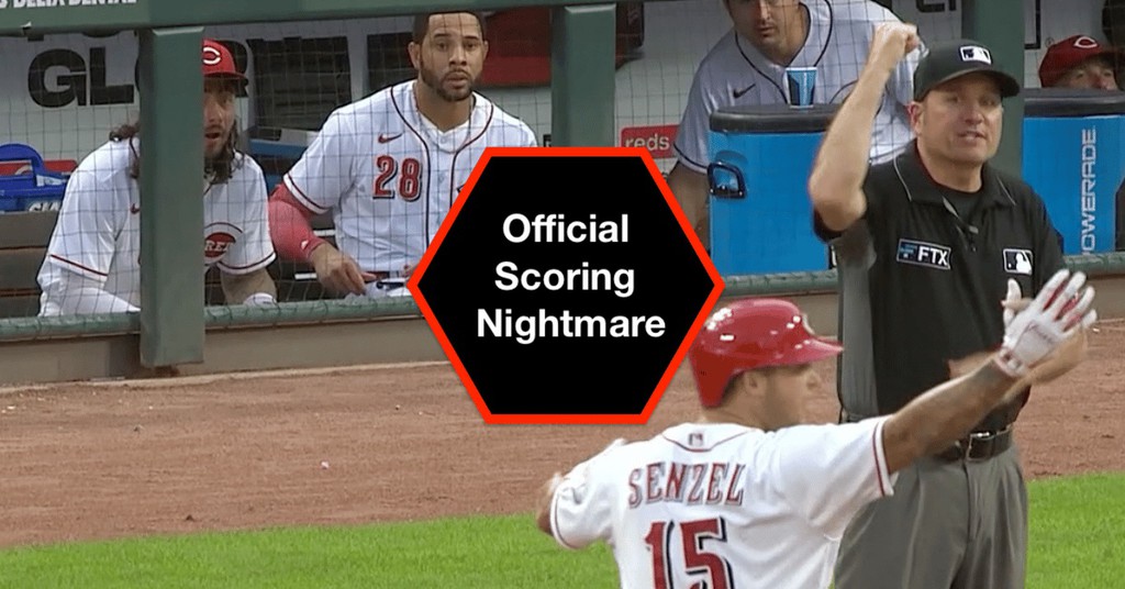 rulesacademy's tweet image. Grichuk, the back or trail runner, should have been called out but nobody, including the umpires and the Brewers bench noticed the infraction.

Read more 👉 lttr.ai/ACzYR

#baseballscoring #baserunning #baserunningblunder
