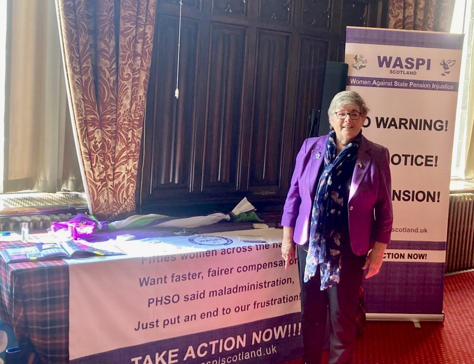 #waspi stand ⁦⁦@ScotPensForum⁩ conference Aberdeen #1950swomen #notgoingaway #fairandfastcompensation @AberShireGroup⁩ ⁦@ScottishWaspi⁩ ⁦@WASPI_Campaign⁩ ⁦@WASPI_2018⁩ ⁦@WaspiFalkirk⁩ ⁦@mccoll_lorraine⁩ ⁦⁦@JanetBLACKMAN10⁩