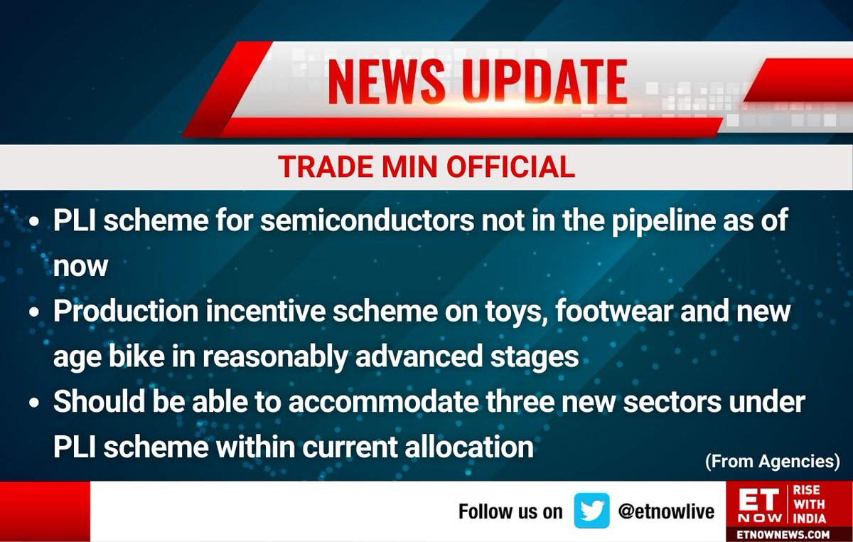 News Alert | Here's what Trade Ministry official said on PLI scheme for semiconductors👇(From Agencies)

@CimGOI #trade #PLI #PLIscheme #semiconductors