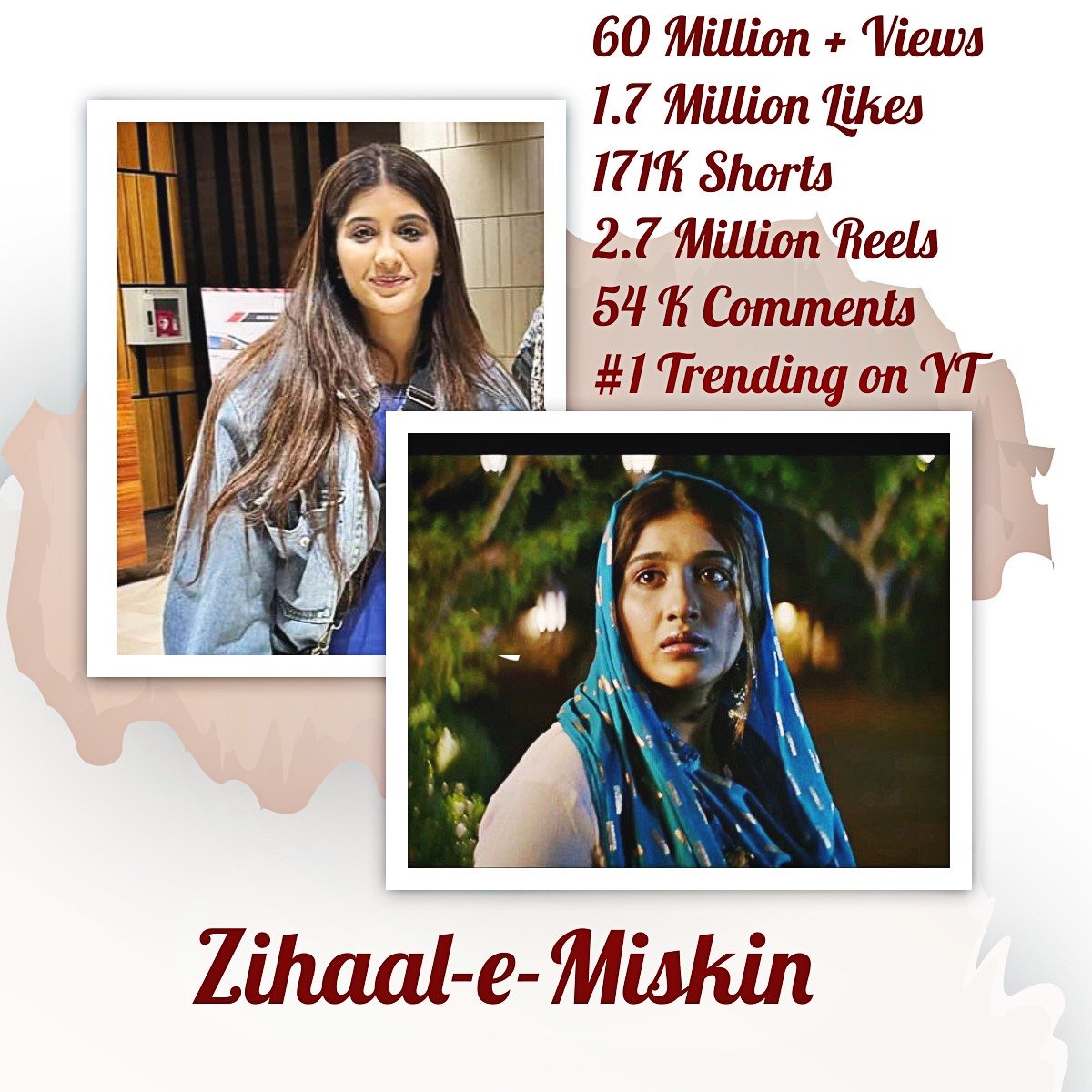 ' Zihaal ......' 
60 Million Views and counting 
Hip Hip Hurrah.....

#NimritKaurAhluwalia 
#ZihaalEMiskin