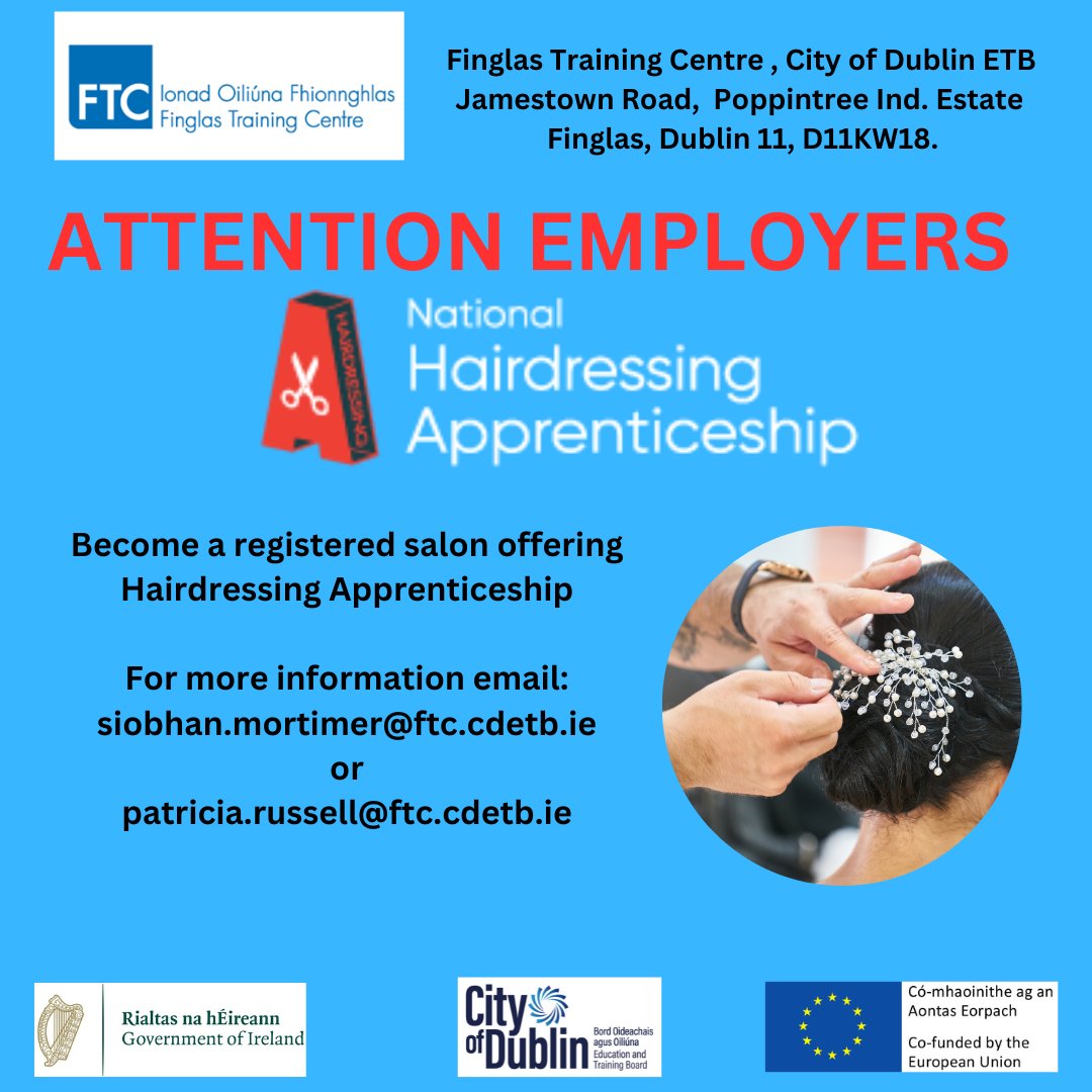 CDETBFinglasTC's tweet photo. Hairdressing Apprenticeships. @Nationalhairapp @CityofDublinETB @ThisisFet @SOLASFET https://t.co/xPwlB4Az4N