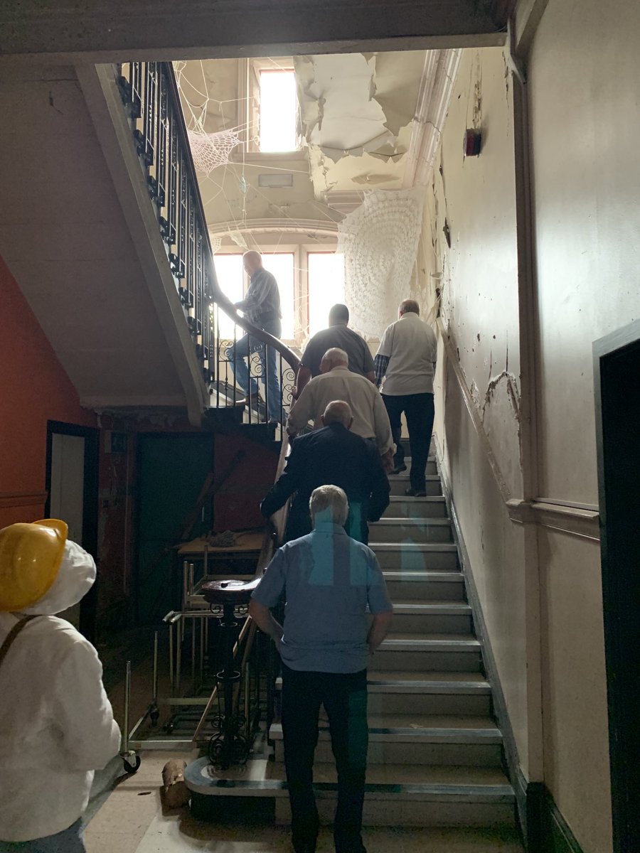 CarnegieOldpark's tweet photo. #BackToLife Hard hat tour for Shankill Historical Society - here admiring @ritaduffyart #ArachnesWeb https://t.co/ODpRXz6LEl