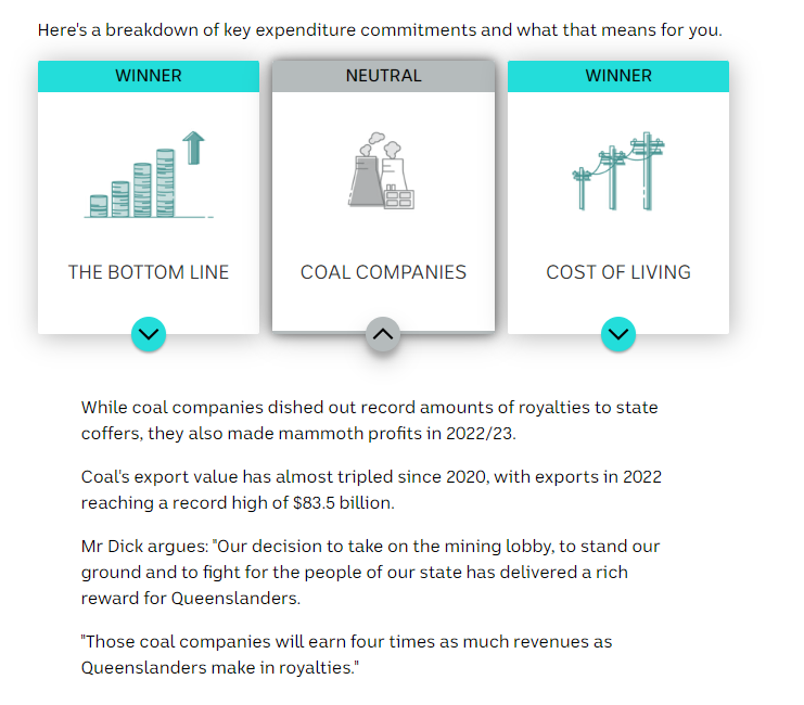 According to their ABC the Queensland budget was neutral for coal companies. In what world is paying $3.25 billion per quarter of extra royalties to the state a neutral outcome? #coaltwitter
