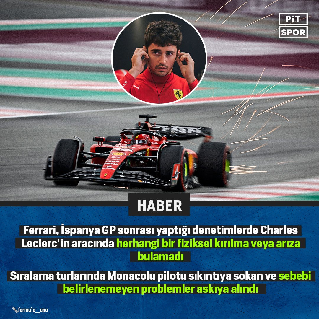 ❌ Charles Leclerc’in İspanya performansının sebebi bulunamadı. 

#Formula1 #F1 #SpainGP
