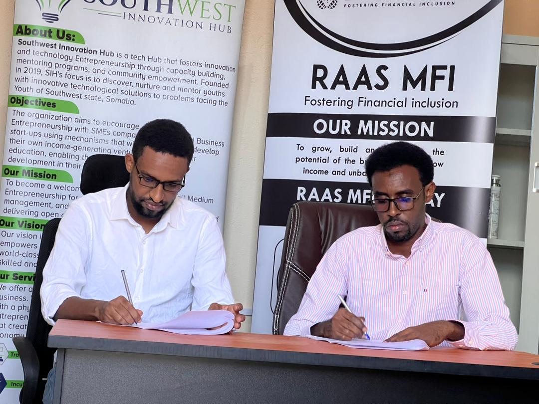 RAAS MFI &amp; Southwest Innovation Hub entered a collaborative agreement to provide much needed BDS and tailored technical assistance to improve financial literacy in Somalia. We plan to jointly provide training to IDPs for the UNDCF's forcibly displaced people project.