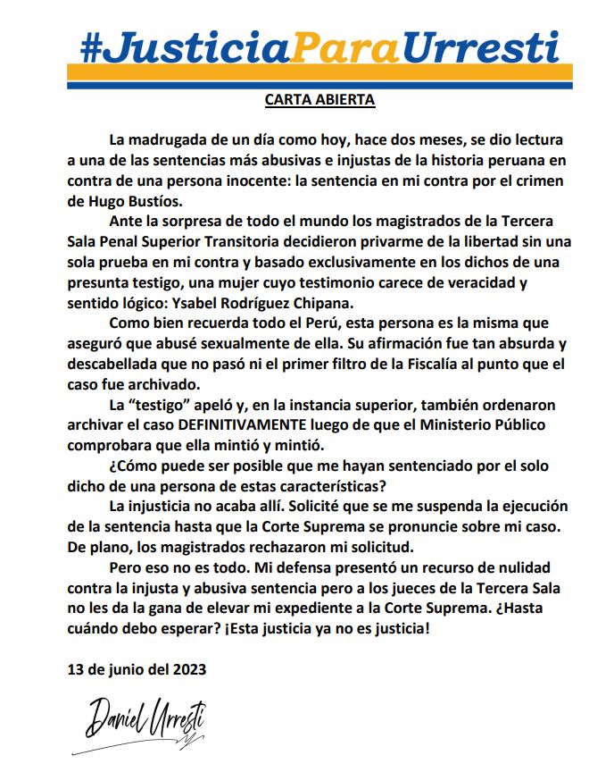 DanielUrresti1's tweet photo. Desde ya, te agradezco por ayudarme a difundir esta carta abierta. 
#JusticiaParaUrresti https://t.co/TIZlI7iCqg