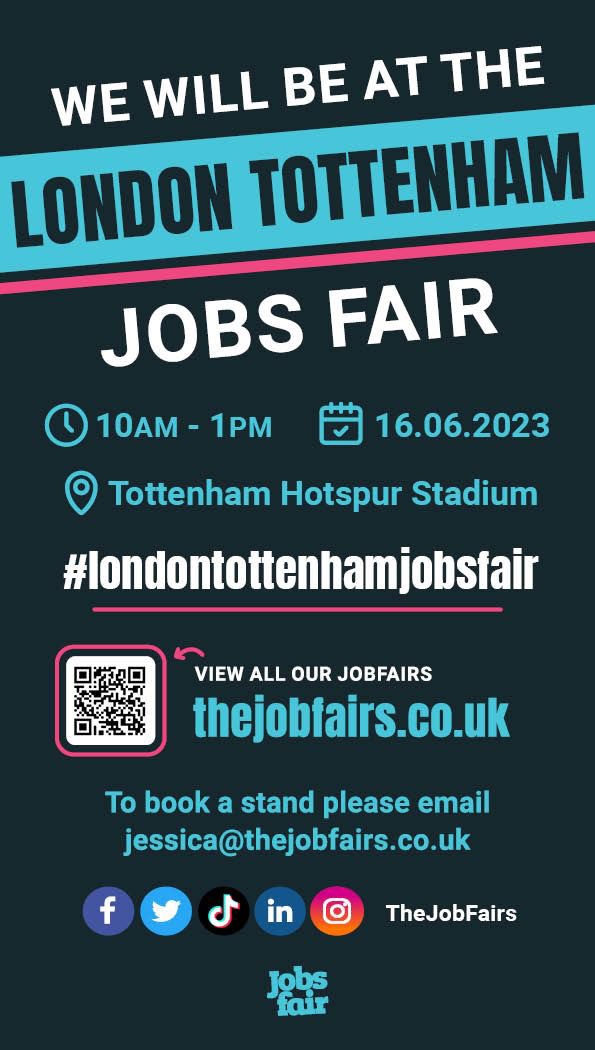 Come And Say Hello 👋 

LTS Group will be at the London Tottenham Jobs Fair this June. 

⏰ 10:00am - 1pm
🗓️ 16.06.23 
📍 Tottenham Hotspur Stadium 

We cannot wait for you to join us! 

#londontottenhamjobsfair