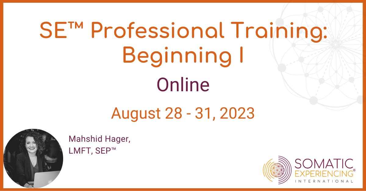 Apply here: traumahealing.org/OnlineBegIAug2… 

#somaticexperiencing #traumahealing #therapists #professionaldevelopment #counselors #mentalhealthprofessionals #healthcareprofessionals #nursing #psychology #traumatherapy #traumainformed #traumaeducation #nervoussystemregulation #training