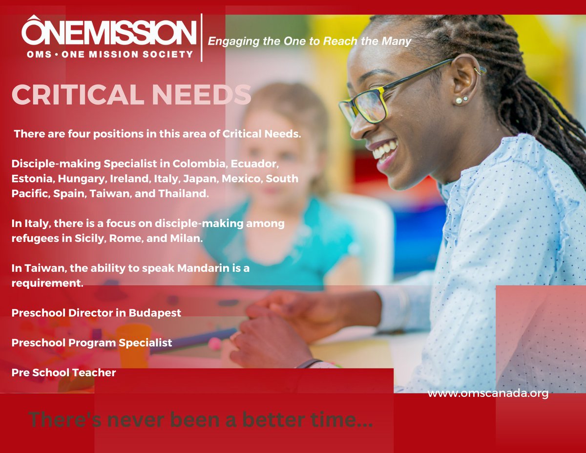 1MissionCanada's tweet photo. There's never been a better time. 
We seek workers to fill four Critical Needs positions. Please share this need with your people.

https://t.co/H9VXJu4URk

https://t.co/7am9g4rPtg

https://t.co/wU57mIKkdS

https://t.co/3xF8EJHNtc https://t.co/ExSCpl5Uf1
