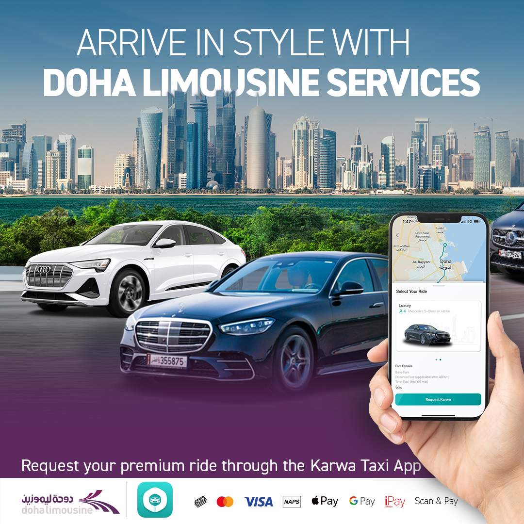 mowasalatqatar's tweet photo. Arrive in style and mark your presence at every destination with Doha Limousine.
Book your ride on the #KarwaTaxi π app.
#QatarOnTheMove #DohaLife #QatarLife #Mowasalat https://t.co/1ivwduf46E