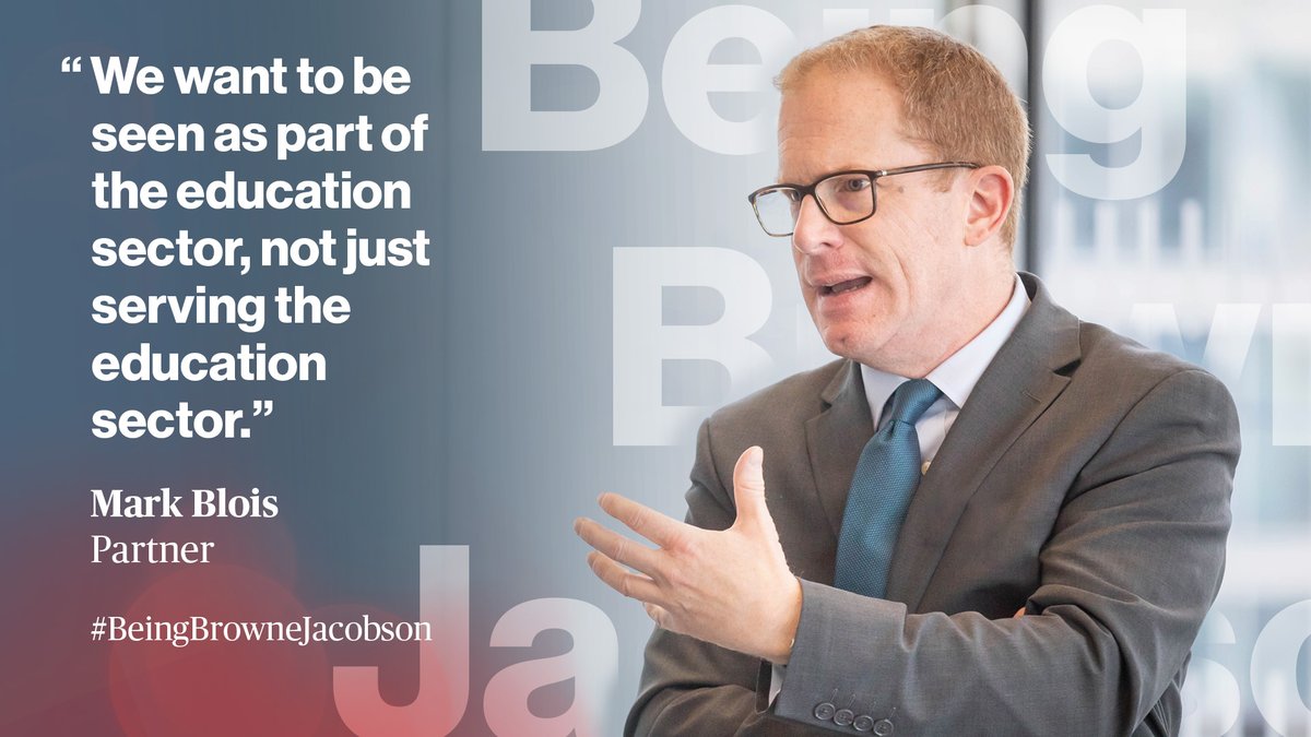 brownejacobson's tweet photo. Partner and National Head of Education @MarkBlois discusses the origins and growth of Browne Jacobson’s education practice and how his team continues to innovate to serve the needs of the sector: https://t.co/ptAAiK0jPt

#BeingBrowneJacobson #education #leadership https://t.co/4HSFa3RX1W