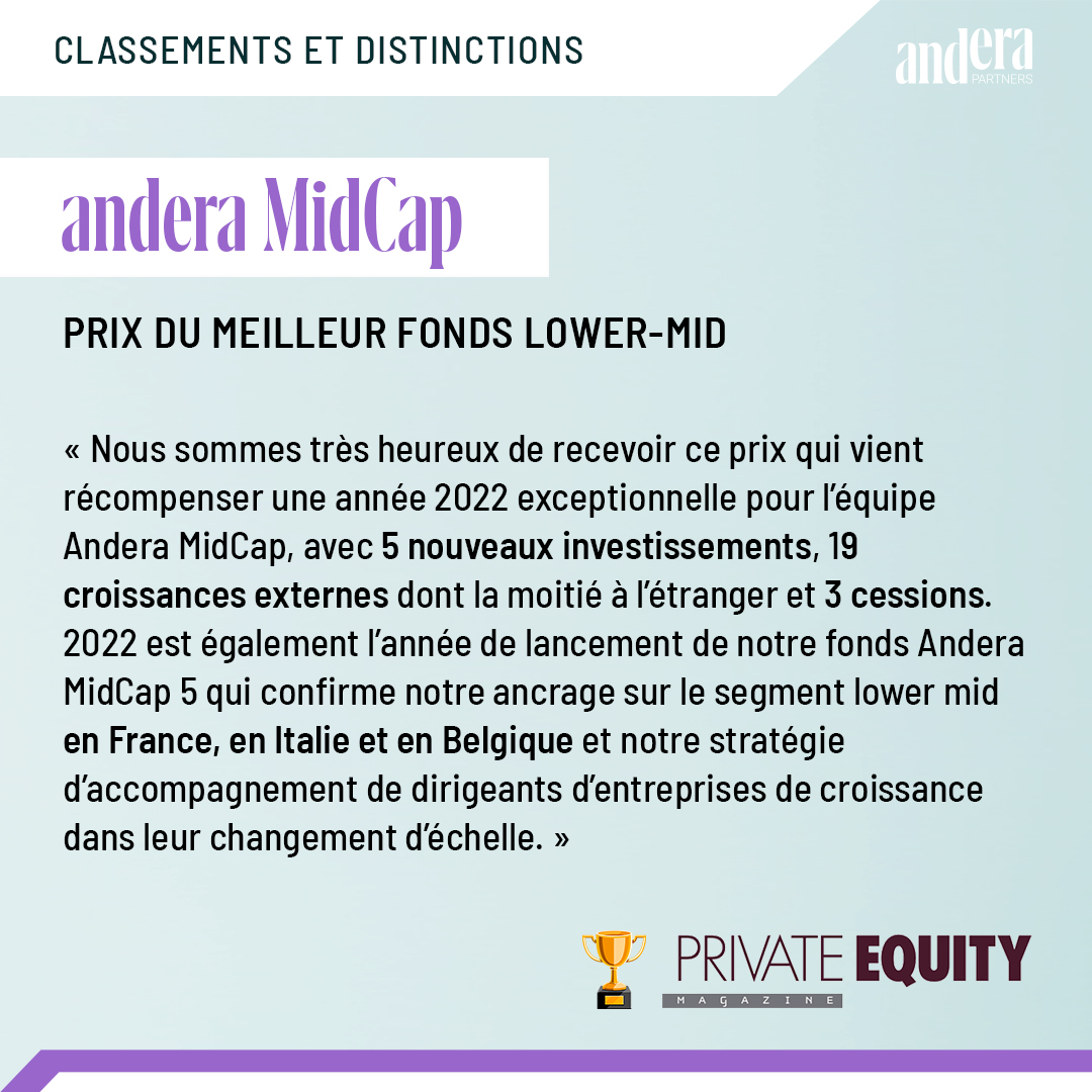AnderaPartners's tweet photo. 🏅🏆 - 𝗚𝗥𝗔𝗡𝗗𝗦 𝗣𝗥𝗜𝗫 𝟮𝟬𝟮𝟯 -

👏 Félicitations à notre équipe 𝗔𝗻𝗱𝗲𝗿𝗮 𝗠𝗶𝗱𝗖𝗮𝗽, lauréate du prix du fonds d’investissement Lower-Mid 2023 de @PEMagazine !

#thepowerofand #dareandaccelerate #awards #privateequity https://t.co/QtuZHh42m5