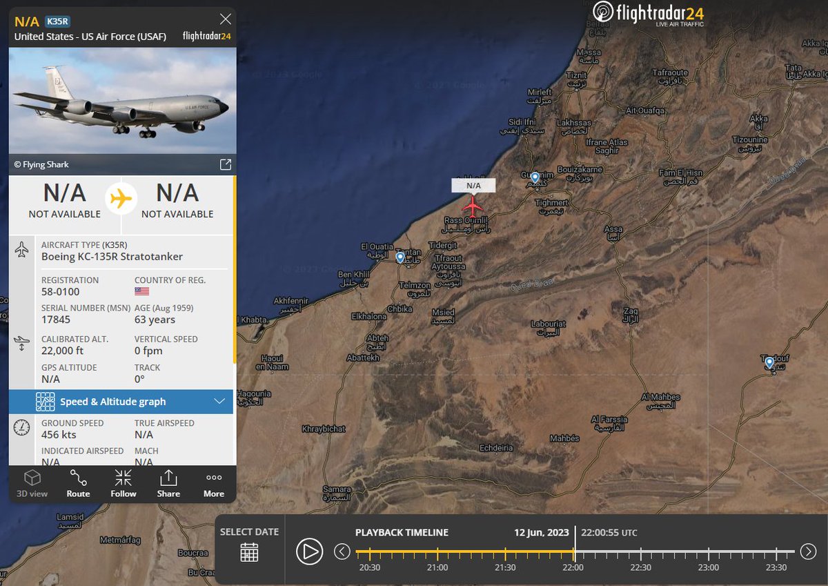 @bob_boobs AfricanLion23 🇲🇦Yesterday 
- 🇺🇸#USNavy Boeing P-8A Poseidon departed from 🇪🇸#Rota NAS was on exercise over the Atlantic Ocean near the Moroccan coastlines.
-🇺🇸#USAF Boeing KC-135R Stratotanker 58-0100 c/s #QID71 departed from #Marrakesh air refueling support for the Fighter Jets.…