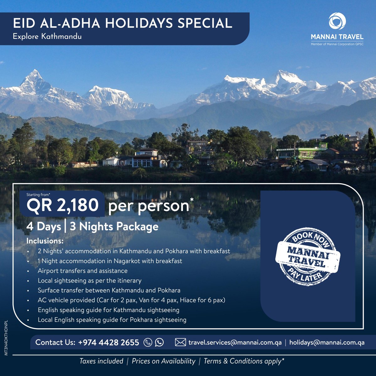 MannaiTravel's tweet photo. Escape ordinary life this Eid-Al Adha! Discover Italy, Turkiye, and Baku with our exclusive packages. Limited slots! Book now for adventure. .
Want to book your package?
Click Here: https://t.co/8KYiZ3jFsg.
#EidGetaway #Wanderlust #BookNow #MannaiTravelQatar #EidSpecial https://t.co/ZpRhD5OJjL