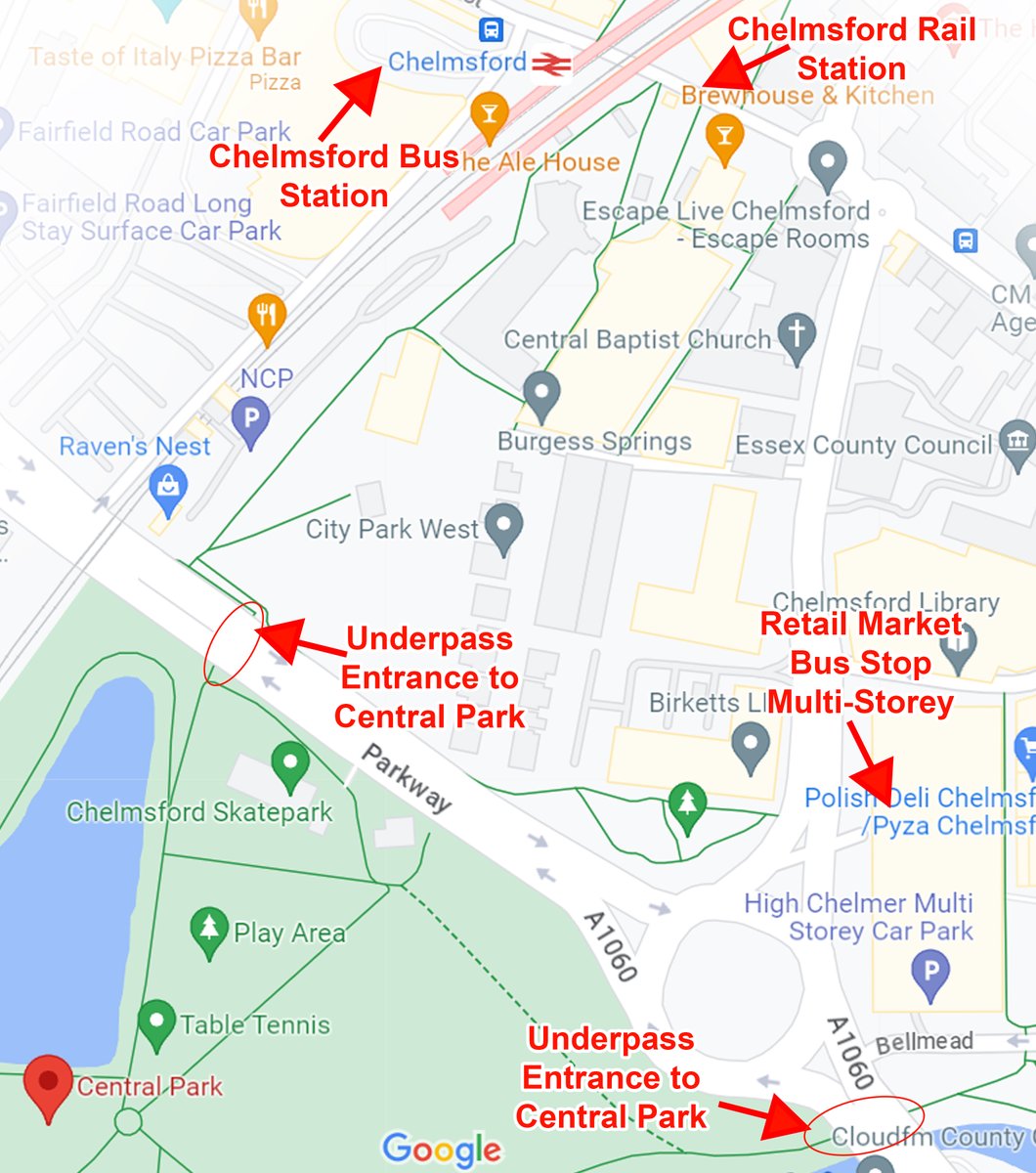 🚌 How to get to Essex Pride by Bus 🚌 Hop on any First Essex service running to Chelmsford. The closest stops for the Pride event at Central Park are Chelmsford Bus Station/Rail Station, and the Retail Market stop. These stops are a short walk away, accessible via underpass.