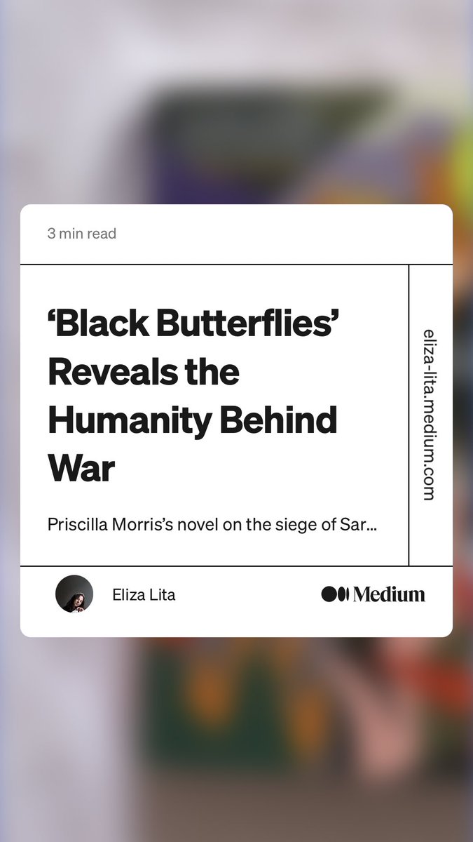 The ⁦<a href="/WomensPrize/">Women's Prize</a>⁩ results are announced tomorrow 🙌 Editor ⁦<a href="/lita_eliza/">Eliza Lita</a>⁩ reviews shortlisted title ‘Black Butterflies’ by Priscilla Morris in her latest piece👇 ⁦<a href="/Duckbooks/">Duckworth Books</a>⁩

link.medium.com/9mYCIig4AAb