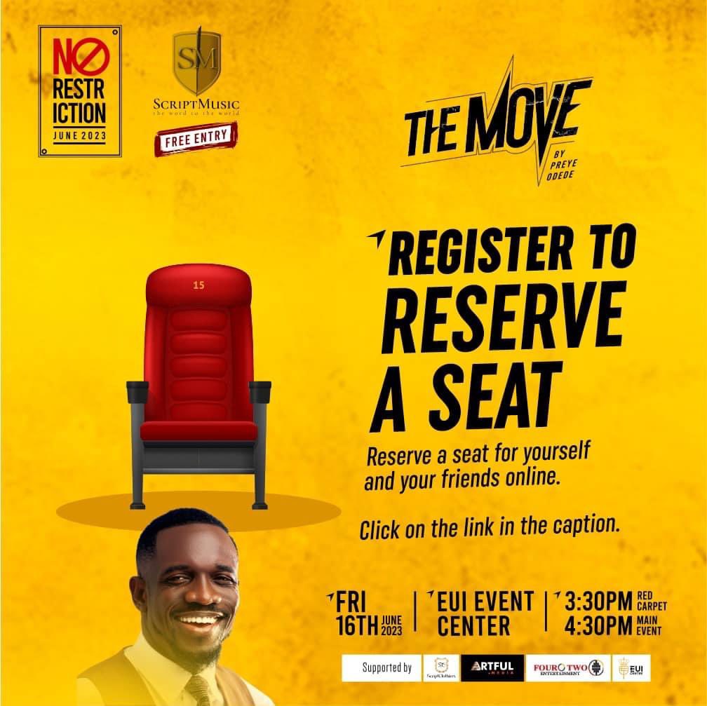 HOTRphc's tweet image. Joe Praise, Mercy Chinwo-Blessed, MOG (Ghana), Mr. M &amp;amp; Revelation, Sensational Bamidele, Onos Ariyo, Noble G and a host of others.

Red Carpet opens at 3:30pm
Main event begins at 4:30pm

Reserve your seat for free at - themove.preyeodede.org/reservations/

#NoRestriction
#TheMove
#PreyeOdede