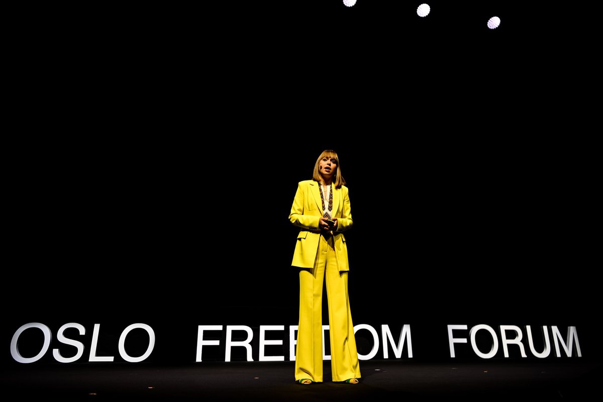 A shot of @LisaYasko during her powerful address to the @OsloFF #osloforum #nikonz9
