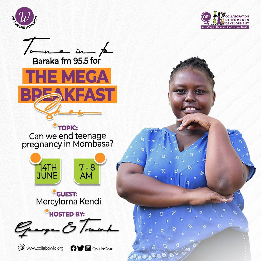 KendiMercylorna's tweet photo. Tune in to 95.5 Baraka FM tomorrow at 7:00 am and join us in the Breakfast Show hosted by George &amp; Triciah as we will be discussing 'Can we end teenage pregnancy in Mombasa?’

#Weforshemovement https://t.co/HXqxGGqmby