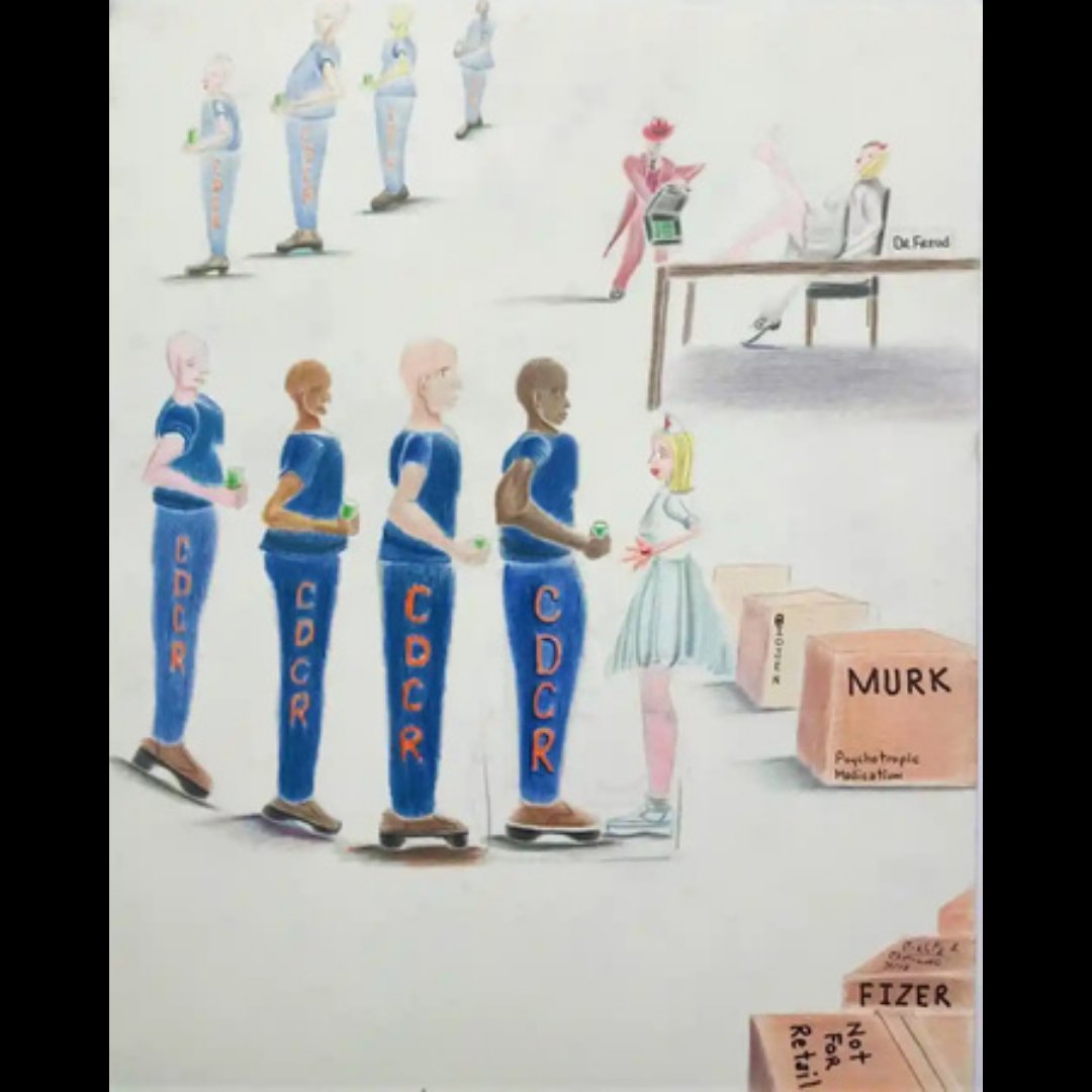 Prison artist C-Note reveals the over medication of prisoners in his 2018 work, 'Capitalizing on Justice.'

#prison #prisonart #prisoner #prisonreform #mentalhealth #mentalhealthmonth #prisoners #justice #artist #greed #rehabilitation #reentry #stories #art