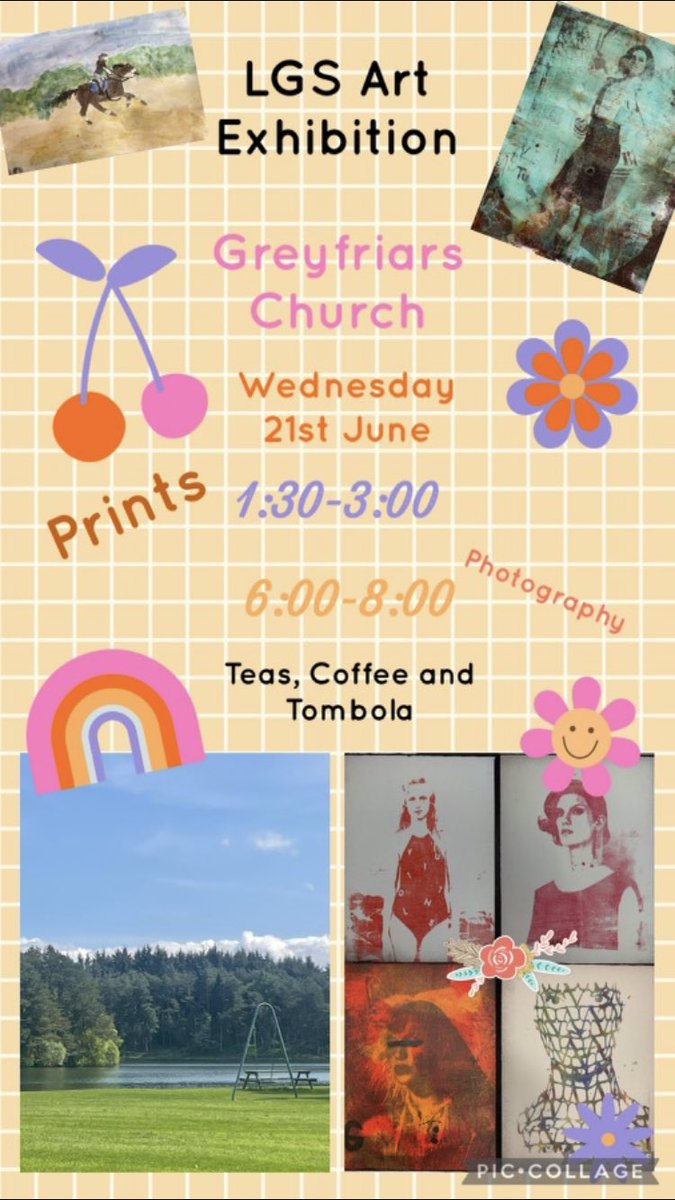 LGS1183's tweet photo. All welcome to our LGS Art Exhibition at Greyfriars Church 🎨🖌️🖼️
Please come along for a mix of talent, chat and refreshments. https://t.co/ETnlxZ4b8U
