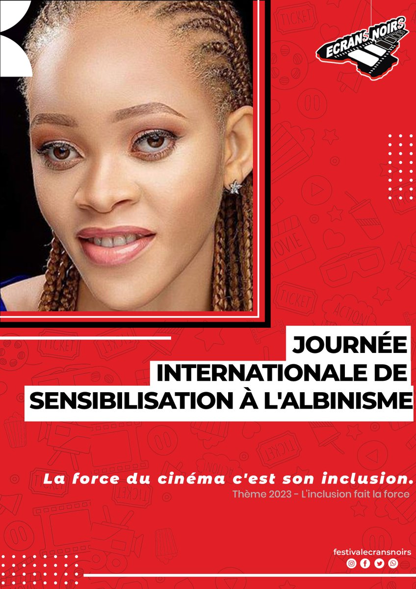 ecrans_noirs's tweet photo. Le cinéma célèbre ce jour la Journée Internationale de Sensibilisation à l'Albinisme sous le thème : L'inclusion fait la force.
#ecransnoirs  #terreAfricaine #27ans #RFI #canalplus #CRTV #TV5  #cnps #SABC #iscac 

https://t.co/PVx55zll6F
photo: Ndong Sandrah https://t.co/g4kJd8t6q8