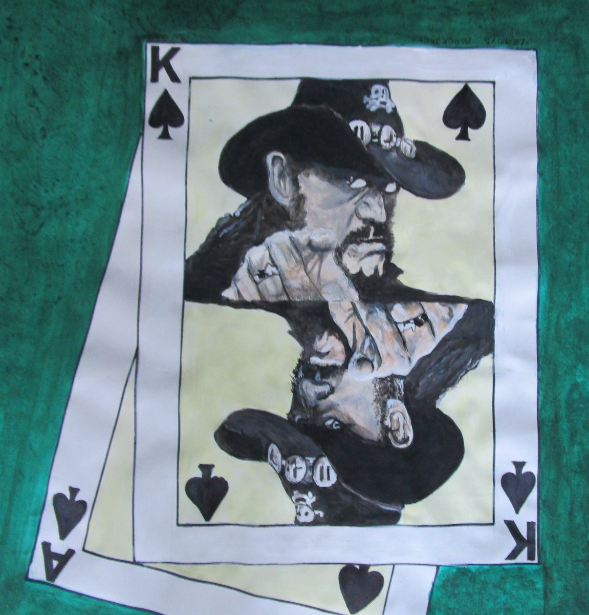 Lemmy's Blackjack painting by Paul Halmshaw. #lemmy #music #art #artwork #popart #painting #blacjack #motorhead #classicrock #70s #70smusic #heavyrock #rockmusic #vinyl #hawkwing #70srock #musicart #memorabilia #nft #ART