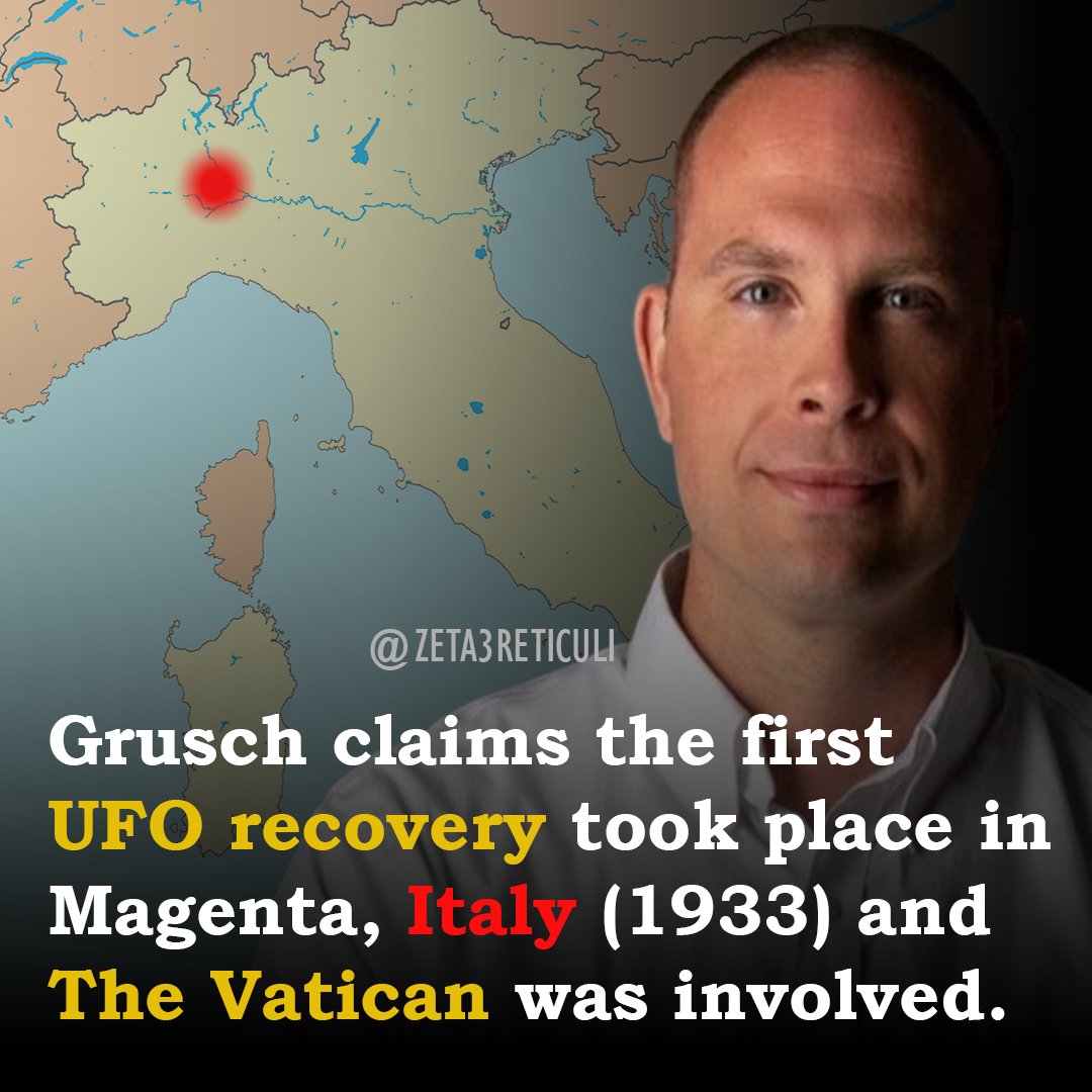 David Grusch claims that the first UFO recovery took place in Magenta, Italy, in 1933 and that the Vatican was involved in it. #ufotwitter #new