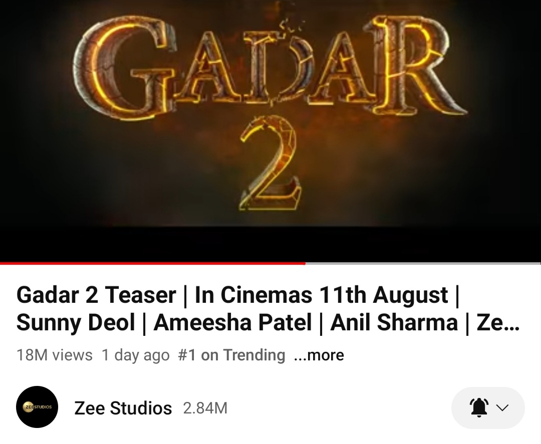Guys This Is The Craze For Our #TaraSingh ..#Animal Pre Teaser Got #19Million Views In 55 Hours After Release And Trending On 26th Position ..And #Gadar2Teaser Got #18Million Views In Just 30 Hours After Release..And Trending On Number 1 Position ..#Gadar2 Rocks..💥💥💥