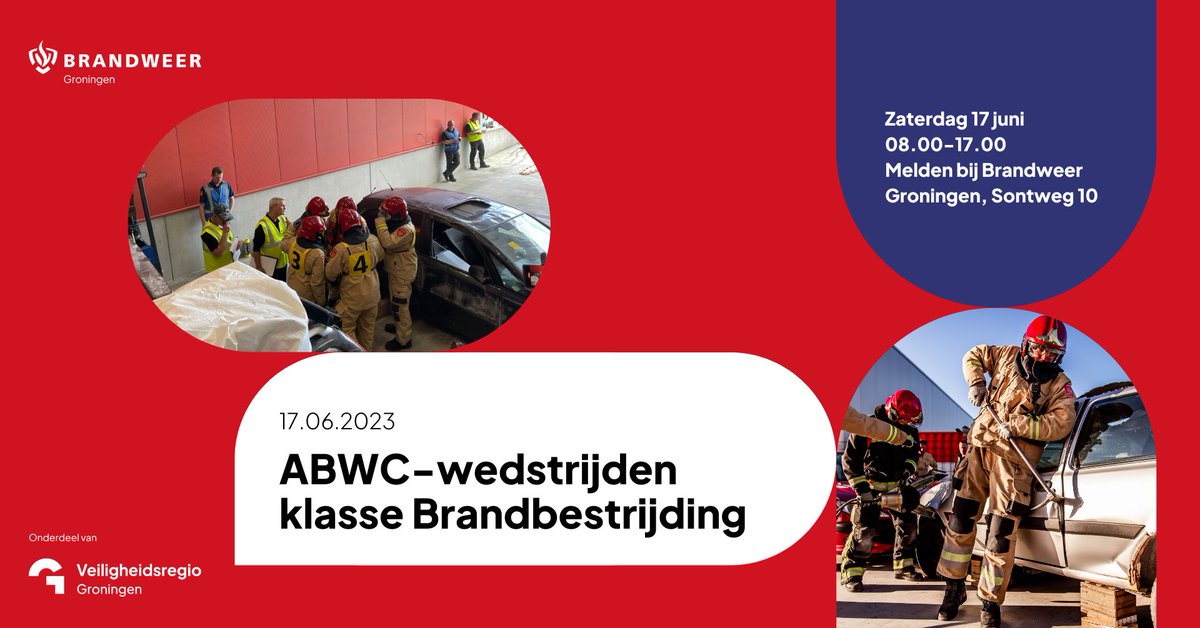 Aanstaande zaterdag nog niks te doen? De hele dag zijn er vaardigheidstoetsen van het <a href="/ABWCGroningen/">ABWC Groningen</a> ! Publiek is hierbij van harte welkom 🤩

Check brandweer.nl/groningen of het Facebook-evenement voor meer info: fb.me/e/3EgAf5i3K