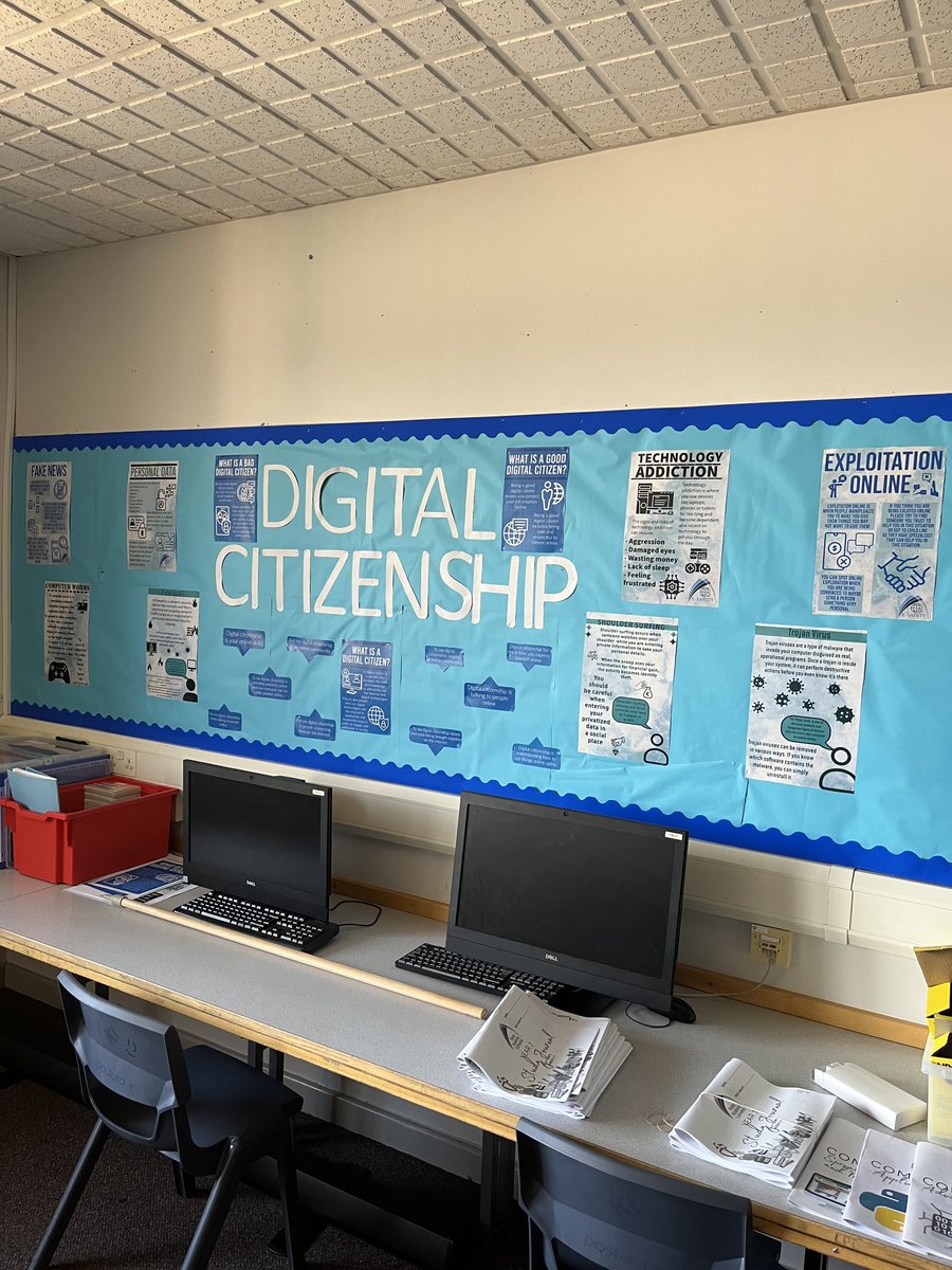 Our E-Safety ambassadors have started to create their 'Digital Citizenship' displays in computing rooms to showcase how students can take active steps to becoming safer online and effective digital citizens, here's the first! 💻🦺 #TAC #DigitalCitizen #OnlineSafety