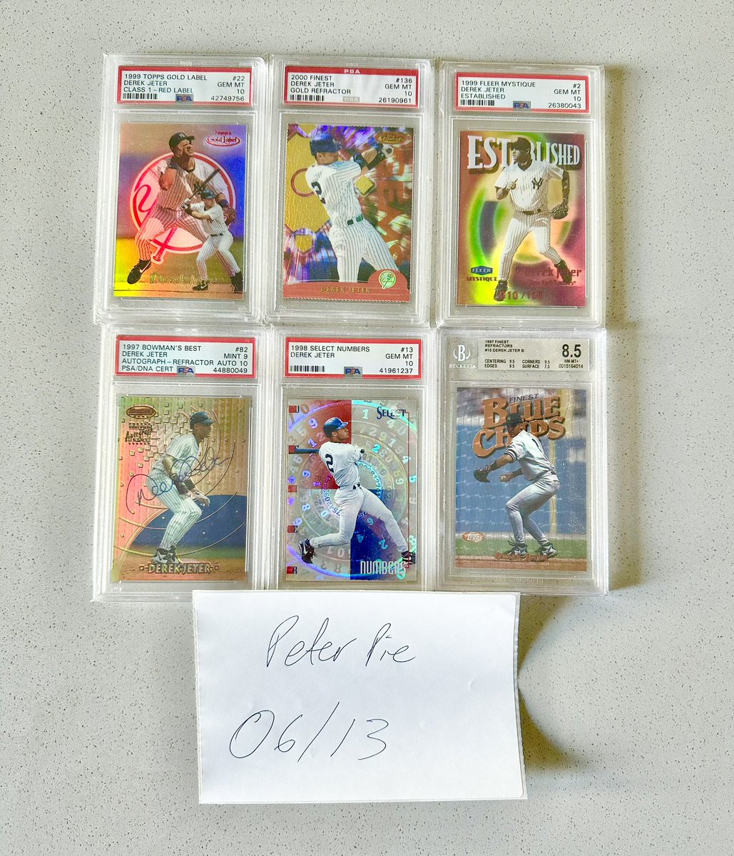 Peter (@piotrs_cards) on Twitter photo 99 Topps Gold label /100 pop 1: $1,500
2000 Finest Gold Refractor: $1,500 net
99 Fleer Mystique Established: $5,500 net
97 Bowman’s Best Refractor Auto: $2,000 net
98 Select Numbers: $1,700 net
97 Finest Wrong Refractor Pattern: $1,000 net
DM. <a href="/sports_sell/">@SPORTS_SΞLL</a> 99 Topps Gold label /100 pop 1: $1,500
2000 Finest Gold Refractor: $1,500 net
99 Fleer Mystique Established: $5,500 net
97 Bowman’s Best Refractor Auto: $2,000 net
98 Select Numbers: $1,700 net
97 Finest Wrong Refractor Pattern: $1,000 net
DM. <a href="/sports_sell/">@SPORTS_SΞLL</a>