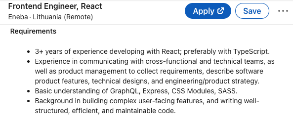 F2aldi's tweet photo. #ngl kebutuhan frontend di perusahaan sekarang? 
Ini Objektif berdasarkan teknologi yang biasanya udah ada / settle diperusahaan tersebut. Contohnya:

eFishery:
- Kolaborasi dgn Designer
- ReactJS ekosistem
- GraphQL
- Git branching
Eneba
- ReactJS Ekosistem
- GraphQL
- CSS Module
-writing well-structured