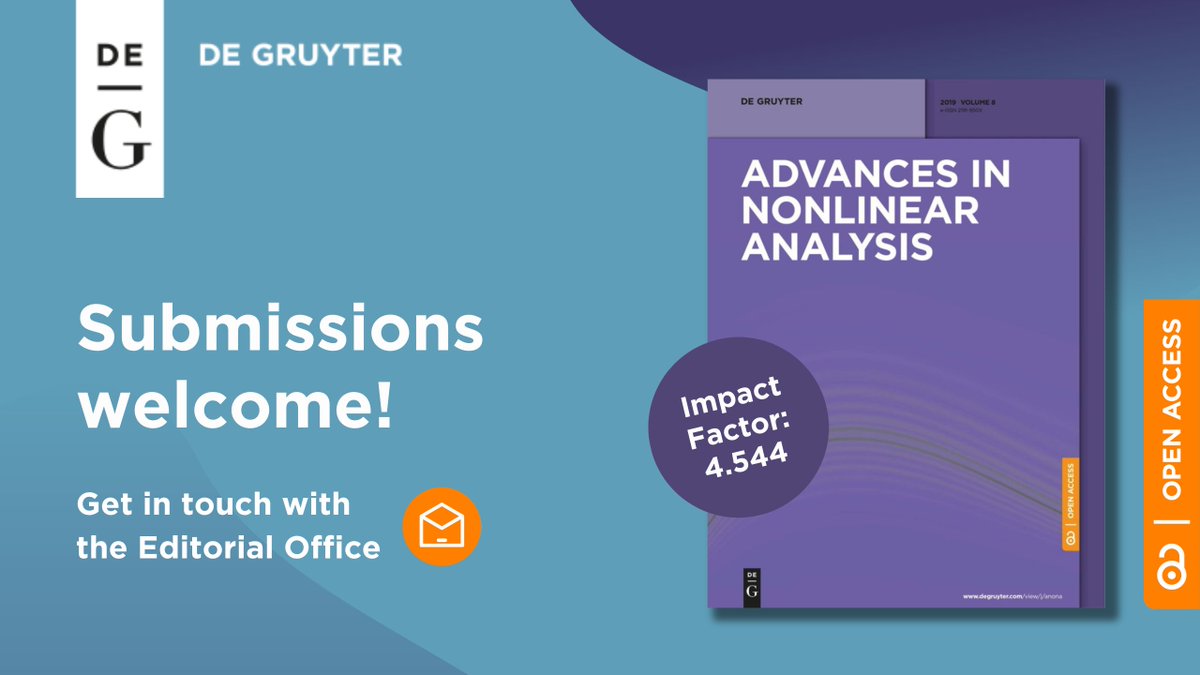 DGJournals's tweet photo. Advances in Nonlinear Analysis. IF 4.544
High-impact research addressing significant problems in pure and applied nonlinear analysis.
🔗https://t.co/2NLPnxp6kw
#NonlinearAnalysis #OpenAccess #AppliedMathematics https://t.co/Uz2TYWqu2L