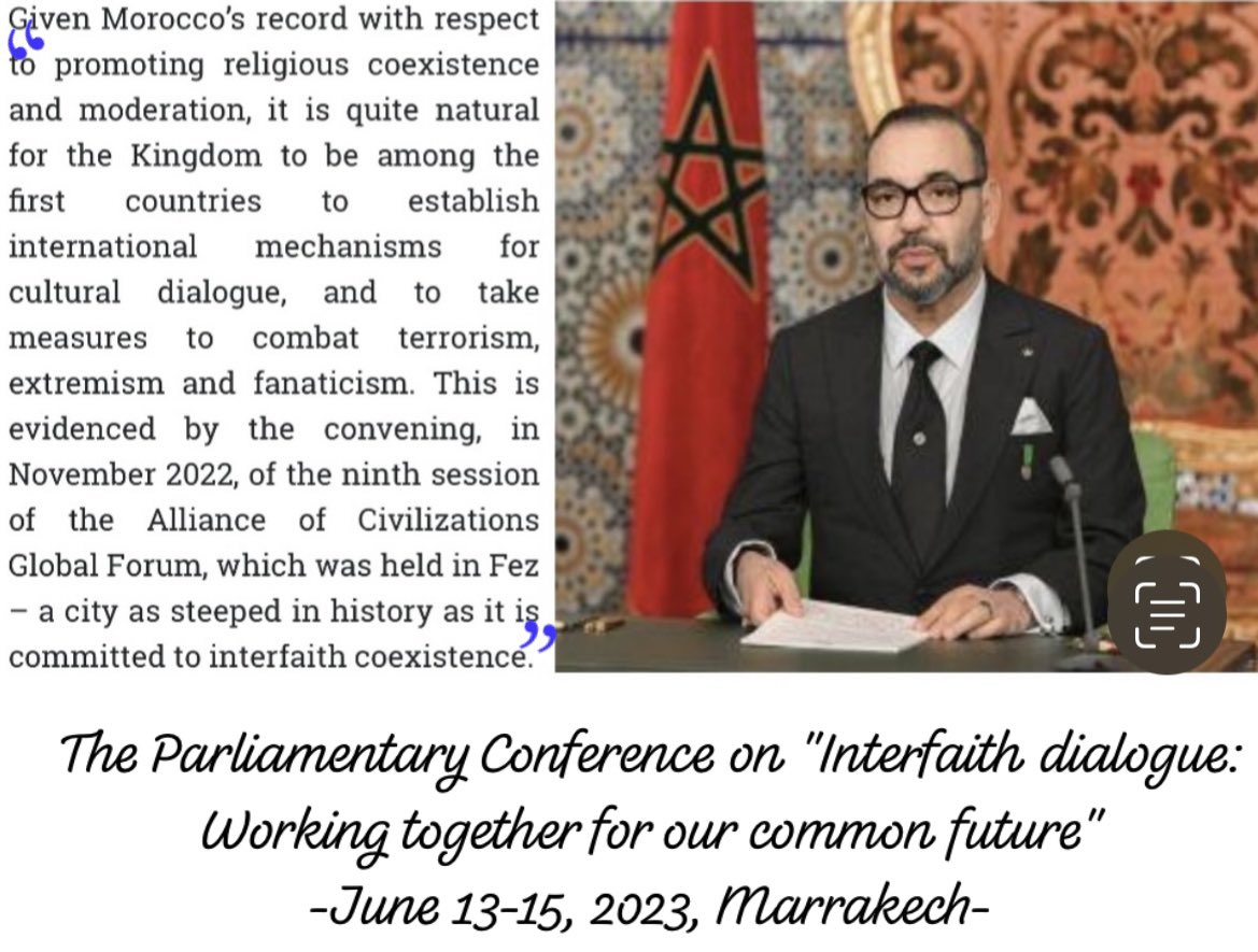 MissBChaimae's tweet photo. Given Morocco’s record with respect to promoting religious coexistence and moderation, it is quite natural for the Kingdom to be among the #first countries to establish international mechanisms for cultural dialogue and to take measures to #combat_terrorism, extremism&fanaticism. https://t.co/4fULT7pZK1