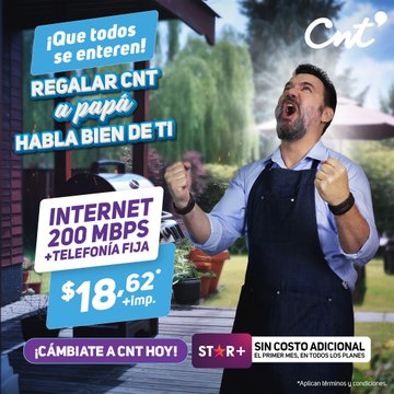 AntonioUbilla1's tweet photo. Faltan apenas 5 días para el día del padre, aprovecha las ofertas de @CNT_EC que ofrecen gigas ilimitados, 109 canales, 200 MBPS de Internet con telefonía fija a precios realmente increíbles. ¡ QUE TODOS SE ENTEREN ¡  #RegalarCNTaPAPÁ HABLA BIEN DE TI #CÁMBIATEaCNT https://t.co/hRK6DtBdss