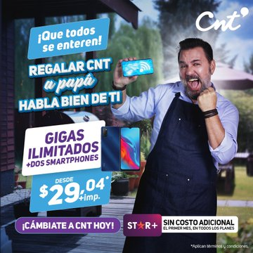 AntonioUbilla1's tweet photo. Faltan apenas 5 días para el día del padre, aprovecha las ofertas de @CNT_EC que ofrecen gigas ilimitados, 109 canales, 200 MBPS de Internet con telefonía fija a precios realmente increíbles. ¡ QUE TODOS SE ENTEREN ¡  #RegalarCNTaPAPÁ HABLA BIEN DE TI #CÁMBIATEaCNT https://t.co/hRK6DtBdss