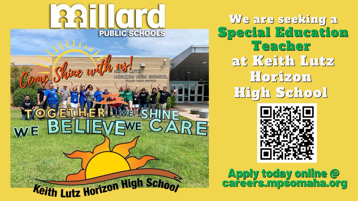 If you enjoy building positive relationships with students and staff, we encourage you to apply for our Special Education Teaching position at Horizon High School. Apply online today! #SHINEwithMPS #Proud2bMPS #specialeducationteachers #greatplacetowork @HorizonMillard