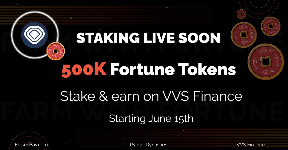 $FRTN Farms to be live on @VVS_finance starting June 15th👑

500K $FRTN as rewards over 3 months🤯

Earning extra Fortune tokens has never been easier✅

Be ready, we are coming🏅⚔️

#Crypto #Cronoschain