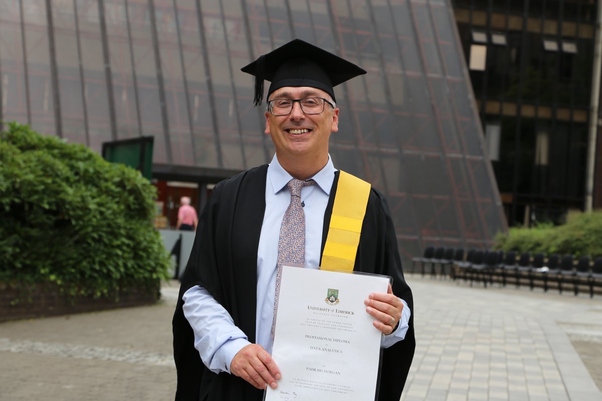 Congratulations to Padraig Horgan who graduated today with a Professional Diploma in Data Analytics @UL 

Well done Padraig 👏👏 

#StayCurious #PostGradAtUL