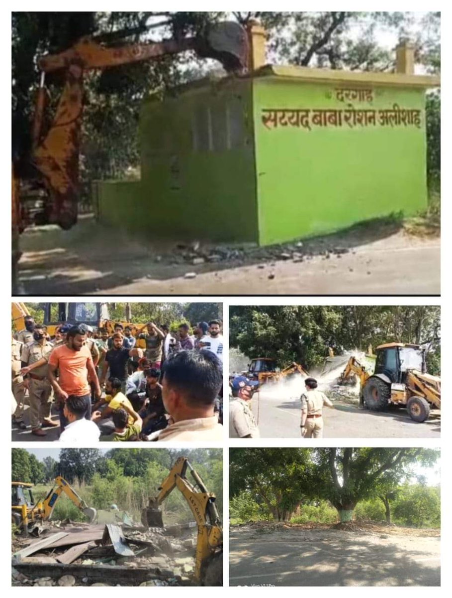 MeghUpdates's tweet photo. Uttarakhand Police services arsonists demonstrating against demolition of illegal mazar in Haridwar. https://t.co/bLb8uEJa1k