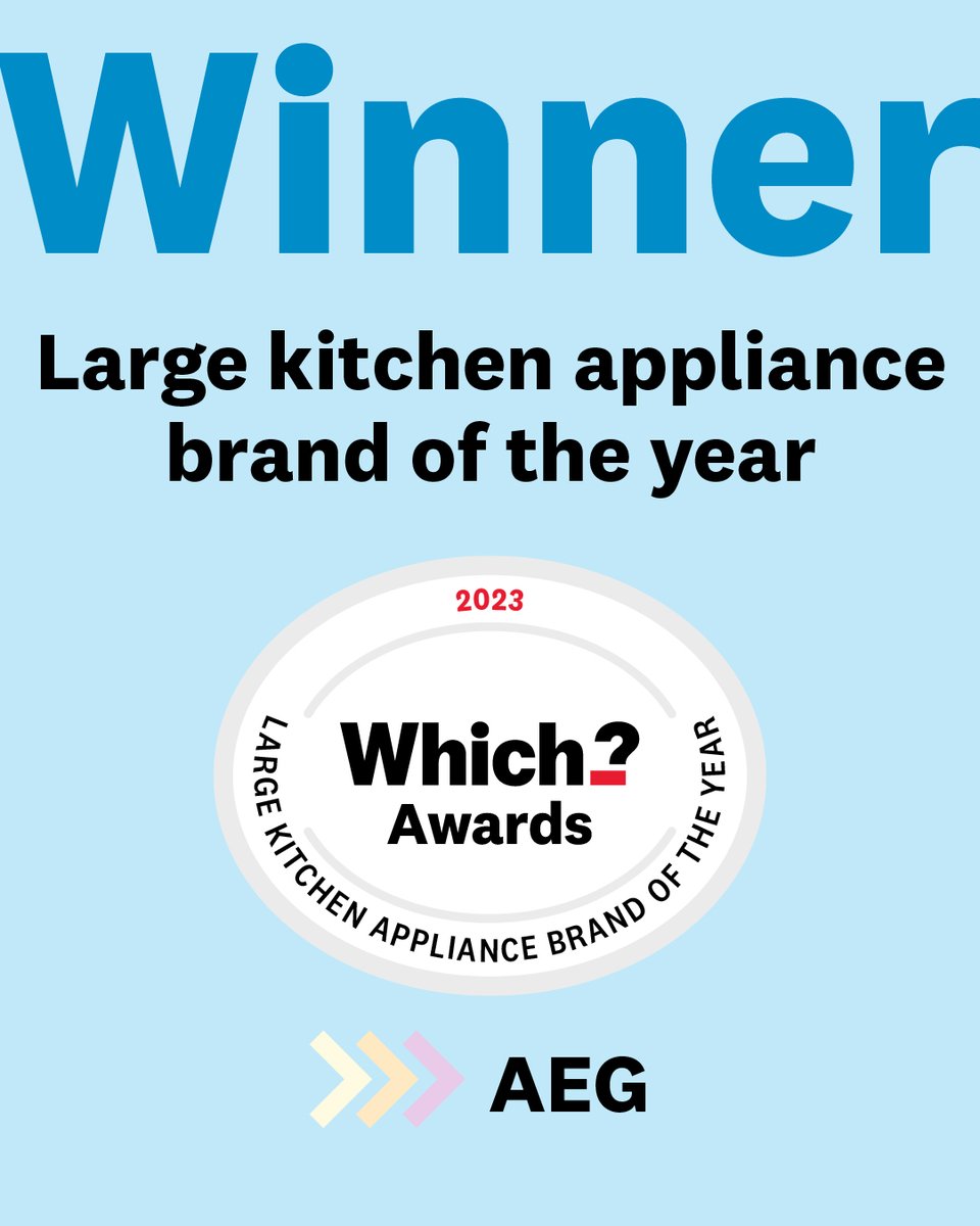 📢 The Which? Large Kitchen Appliance Brand of the Year Award goes to ... AEG 🏆 

AEG's appliances excelled in our lab tests, producing the top-scorers in four categories. With affordable and reliable products, AEG is a worthy winner. 

#WhichAwards2023