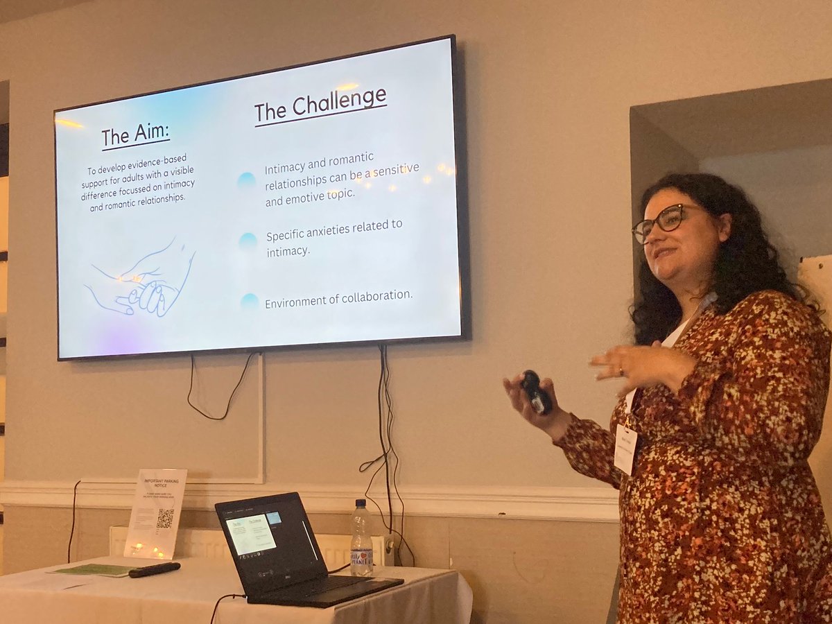 Fantastic opportunity to present alongside @CAR_UWE colleagues on research which aimed to develop for adults with #visibledifference focussed on intimacy & romantic relationships @divhealthpsych #DHPconf