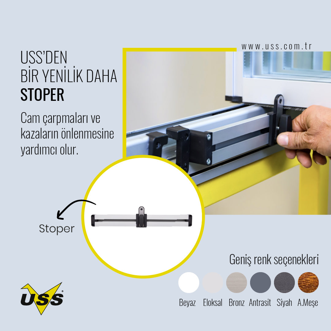 Açılır kanatlara monte edilen stoper cam çarpmalarına son vererek kazaların önlenmesine yardımcı olur. Kanat stoplama stoperi, bir kenarda toplanan camların rüzgardan ve çarpmalardan etkilenmemesi için kanatları sabitler.

☎ 0212 861 22 22
🌐 uss.com.tr

#cambalkon