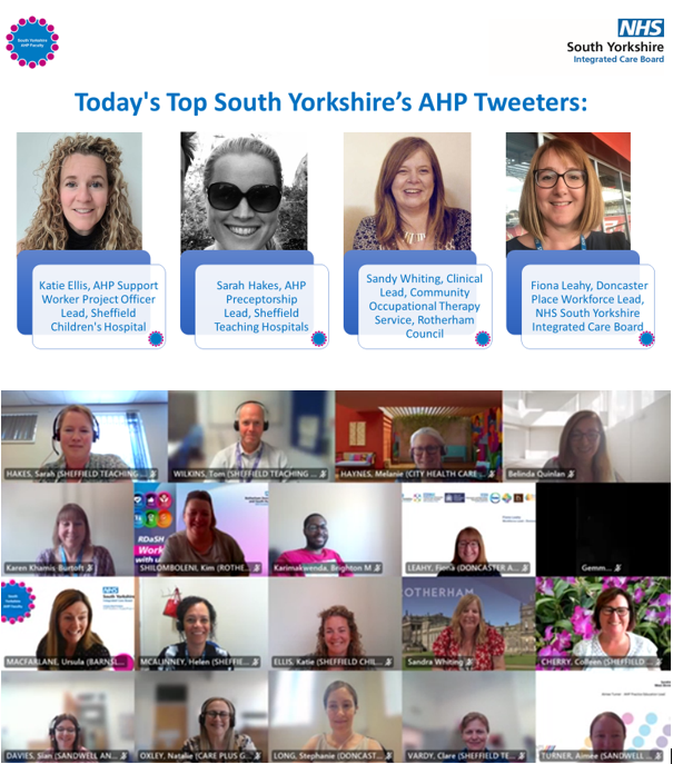 UKMacFarlane's tweet photo. So many people on the call today for "Twitter, Why Bother?"
Aiming to support the AHP community to grow and develop together
Thanks to @KatieEllisSheff @SR_Hakes @sandyJCE &amp; @FionaLeahy222 for sharing your learning today 🙏
Hoping to see lots of you on here soon 🙌
#AHPsDeliver https://t.co/n6joSjvyK9