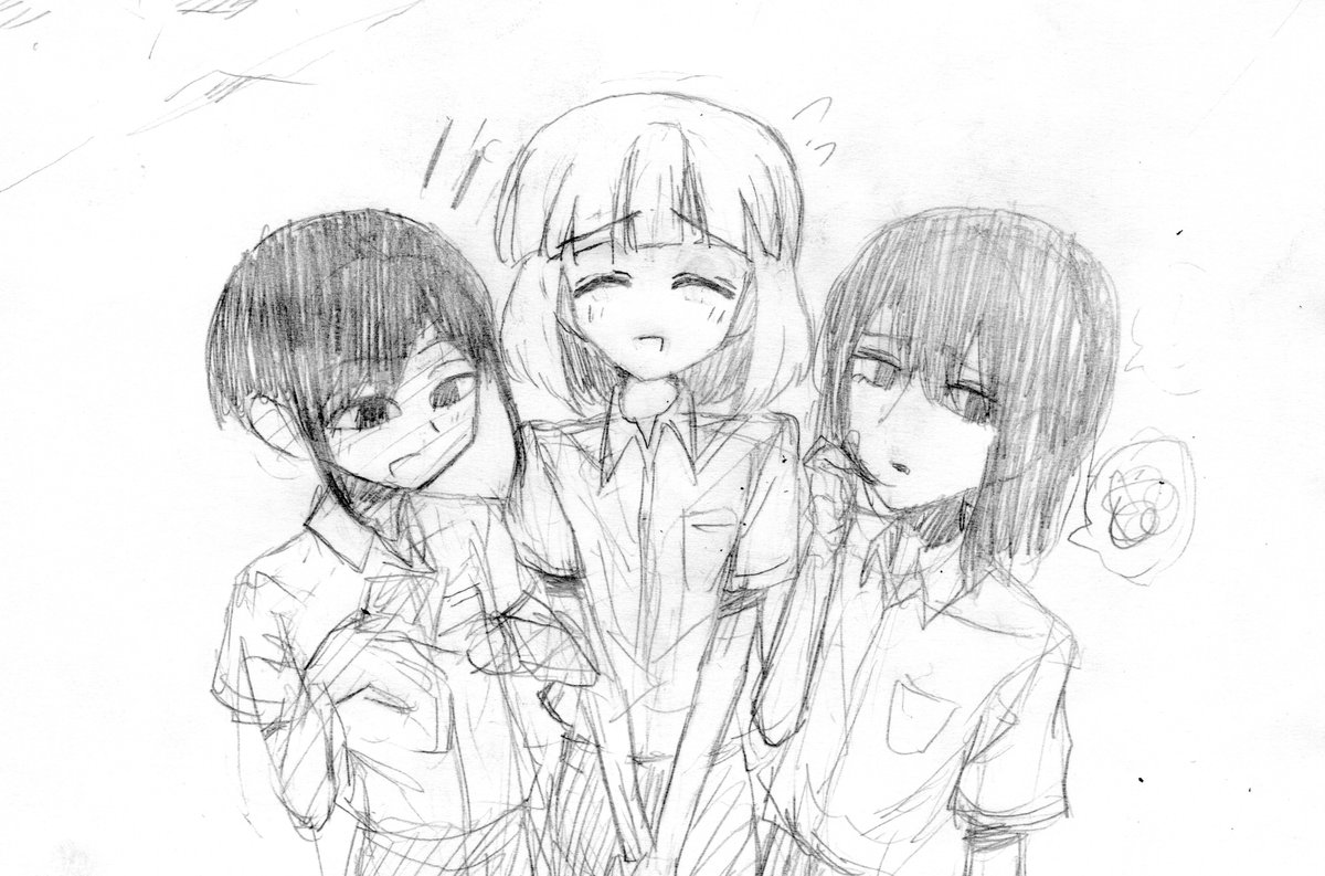 今まで描いた漫画に出てきたキャラです。左から師匠、未定くん、黒野夢騎士。ビジュアルだと黒野夢騎士が一番好きかもしれません。 