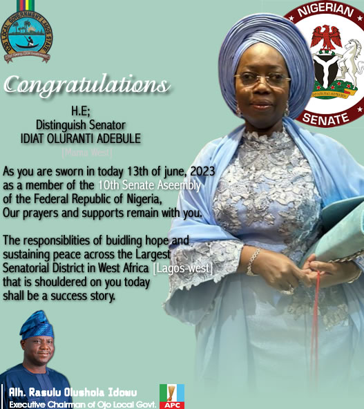 Congratulations Mama West.
#NigerianSenate
#LagosWest