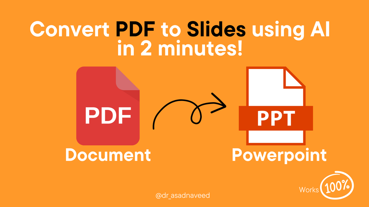 Abstract presentation deadline looming? 🕒 

No worries! Here is how I converted a manuscript PDF into a killer Powerpoint in 2 minutes with AI magic:🌟

This method can actually be used to convert any PDF document into a PowerPoint for FREE! 👇